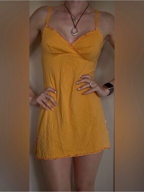 Y2K Vintage Orange And Hot Pink Mini Slip Dress Soft PJ S Jasmine & Ginger